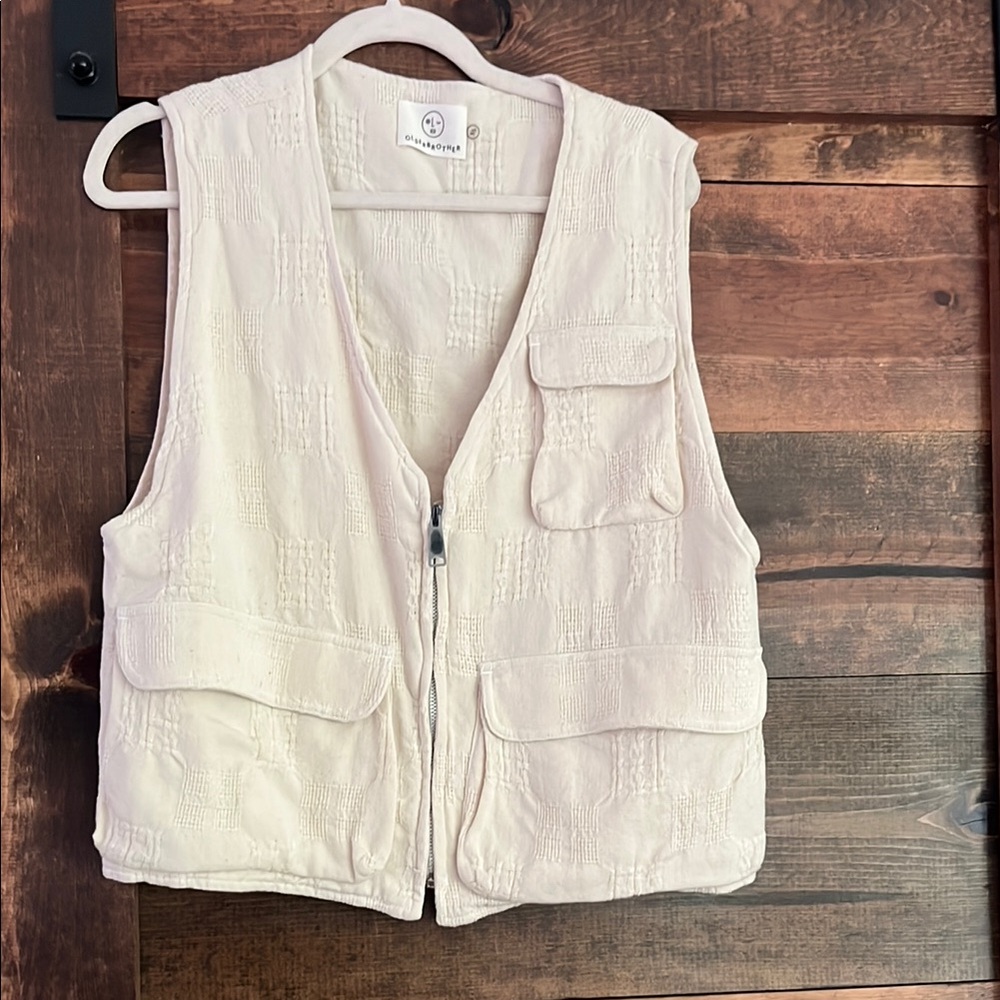 OLDERBROTHER xs cream vest hand- me -down